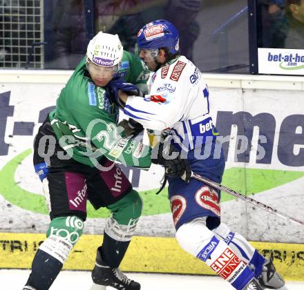 EBEL. Eishockey Bundesliga. EC Pasut VSV gegen HDD TILIA Olimpija Ljubljana, Laibach. Benjamin Petrik,  (VSV), Greg Kuznik (Ljubljana). Villach, am 27.12.2008.
Foto: Kuess 


---
pressefotos, pressefotografie, kuess, qs, qspictures, sport, bild, bilder, bilddatenbank