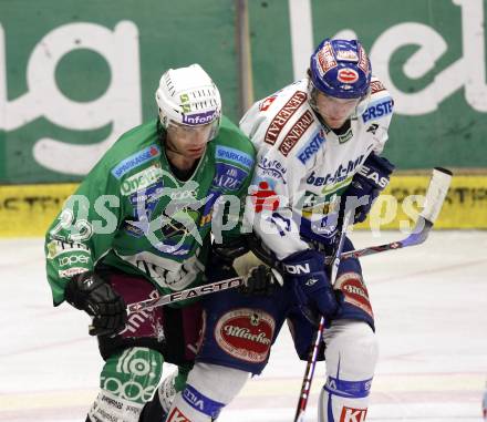 EBEL. Eishockey Bundesliga. EC Pasut VSV gegen HDD TILIA Olimpija Ljubljana, Laibach. Benjamin Petrik,  (VSV), Greg Kuznik (Ljubljana). Villach, am 29.12.2008.
Foto: Kuess 


---
pressefotos, pressefotografie, kuess, qs, qspictures, sport, bild, bilder, bilddatenbank