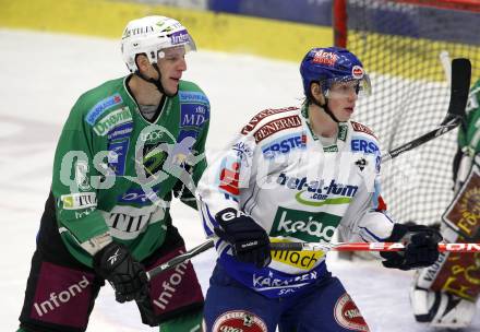 EBEL. Eishockey Bundesliga. EC Pasut VSV gegen HDD TILIA Olimpija Ljubljana, Laibach.  Michael Raffl, (VSV), Bostjan Groznik (Ljubljana). Villach, am 29.12.2008.
Foto: Kuess 


---
pressefotos, pressefotografie, kuess, qs, qspictures, sport, bild, bilder, bilddatenbank