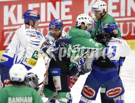 EBEL. Eishockey Bundesliga. EC Pasut VSV gegen HDD TILIA Olimpija Ljubljana, Laibach.  Mike Stewart, Gerhard Unterluggauer, Nico Toff, (VSV), Bostjan Golicic (Ljubljana). Villach, am 29.12.2008.
Foto: Kuess 


---
pressefotos, pressefotografie, kuess, qs, qspictures, sport, bild, bilder, bilddatenbank