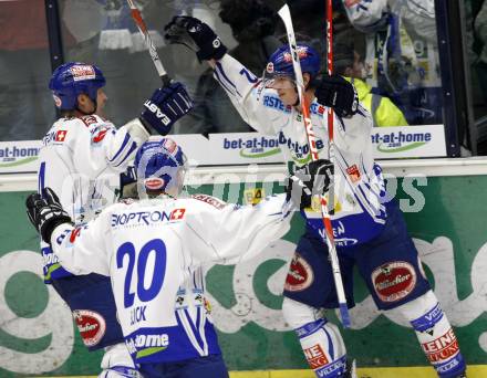 EBEL. Eishockey Bundesliga. EC Pasut VSV gegen HDD TILIA Olimpija Ljubljana, Laibach. Torjubel Michael Raffl (VSV). Villach, am 29.12.2008.
Foto: Kuess 


---
pressefotos, pressefotografie, kuess, qs, qspictures, sport, bild, bilder, bilddatenbank