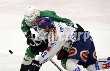 EBEL. Eishockey Bundesliga. EC Pasut VSV gegen HDD TILIA Olimpija Ljubljana, Laibach.  Michael Raffl, (VSV), Bostjan Groznik (Ljubljana). Villach, am 29.12.2008.
Foto: Kuess 


---
pressefotos, pressefotografie, kuess, qs, qspictures, sport, bild, bilder, bilddatenbank