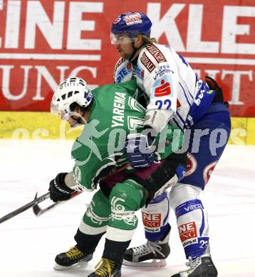 EBEL. Eishockey Bundesliga. EC Pasut VSV gegen HDD TILIA Olimpija Ljubljana, Laibach.  Thomas Pfeffer, (VSV), Brendan Yarema (Ljubljana). Villach, am 29.12.2008.
Foto: Kuess 


---
pressefotos, pressefotografie, kuess, qs, qspictures, sport, bild, bilder, bilddatenbank