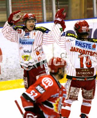 EBEL. Eishockey Bundesliga. HK Acroni Jesenice  gegen KAC.  Jubel Furey Kirk, Jakobitsch Silvio (KAC). Jesenice, am 29.12.2009.
Foto: Kuess 

---
pressefotos, pressefotografie, kuess, qs, qspictures, sport, bild, bilder, bilddatenbank