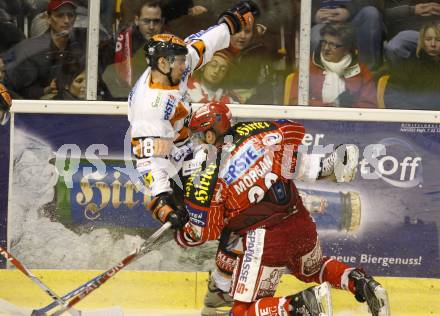 EBEL. Eishockey Bundesliga. KAC gegen  Graz 99ers. Jason Morgan,  (KAC), Martin Oraze (Graz). Klagenfurt, am 1.1.2010.
Foto: Kuess 

---
pressefotos, pressefotografie, kuess, qs, qspictures, sport, bild, bilder, bilddatenbank