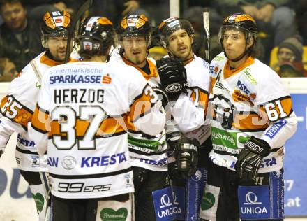 EBEL. Eishockey Bundesliga. KAC gegen  Graz 99ers.  Torjubel Graz. Klagenfurt, am 1.1.2010.
Foto: Kuess 

---
pressefotos, pressefotografie, kuess, qs, qspictures, sport, bild, bilder, bilddatenbank