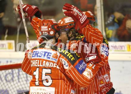 EBEL. Eishockey Bundesliga. KAC gegen  Graz 99ers. Torjubel Markus Pirmann. Klagenfurt, am 1.1.2010.
Foto: Kuess 

---
pressefotos, pressefotografie, kuess, qs, qspictures, sport, bild, bilder, bilddatenbank