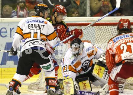 EBEL. Eishockey Bundesliga. KAC gegen  Graz 99ers.  Jason Morgan, (KAC), Ziga Grahut, Fabian Weinhandl (Graz). Klagenfurt, am 1.1.2010.
Foto: Kuess 

---
pressefotos, pressefotografie, kuess, qs, qspictures, sport, bild, bilder, bilddatenbank