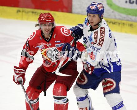 EBEL. Eishockey Bundesliga. EC Pasut VSV gegen HK Acroni Jesenice.  Mike Stewart, (VSV), Anze Terlikar (Jesenice). Villach, am 3.1.2010.
Foto: Kuess 


---
pressefotos, pressefotografie, kuess, qs, qspictures, sport, bild, bilder, bilddatenbank