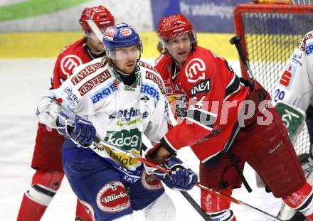 EBEL. Eishockey Bundesliga. EC Pasut VSV gegen HK Acroni Jesenice.  Thomas Pfeffer, (VSV), Anze Terlikar (Jesenice). Villach, am 3.1.2010.
Foto: Kuess 


---
pressefotos, pressefotografie, kuess, qs, qspictures, sport, bild, bilder, bilddatenbank