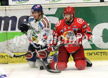 EBEL. Eishockey Bundesliga. EC Pasut VSV gegen HK Acroni Jesenice.  Michael Raffl, (VSV),  Tomo Hafner (Jesenice). Villach, am 3.1.2010.
Foto: Kuess 


---
pressefotos, pressefotografie, kuess, qs, qspictures, sport, bild, bilder, bilddatenbank