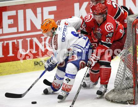 EBEL. Eishockey Bundesliga. EC Pasut VSV gegen HK Acroni Jesenice. Roland Kaspitz (VSV), Robert Sabolic (Jesenice). Villach, am 3.1.2010.
Foto: Kuess 


---
pressefotos, pressefotografie, kuess, qs, qspictures, sport, bild, bilder, bilddatenbank