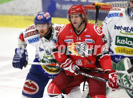 EBEL. Eishockey Bundesliga. EC Pasut VSV gegen HK Acroni Jesenice.  Thomas Pfeffer (VSV), Anze Terlikar (Jesenice). Villach, am 3.1.2010.
Foto: Kuess 


---
pressefotos, pressefotografie, kuess, qs, qspictures, sport, bild, bilder, bilddatenbank