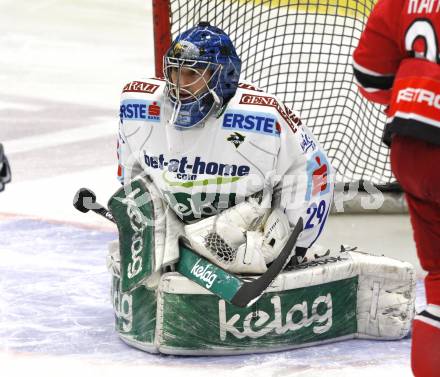 EBEL. Eishockey Bundesliga. EC Pasut VSV gegen HK Acroni Jesenice.  Bernhard Starkbaum (VSV). Villach, am 3.1.2010.
Foto: Kuess 


---
pressefotos, pressefotografie, kuess, qs, qspictures, sport, bild, bilder, bilddatenbank