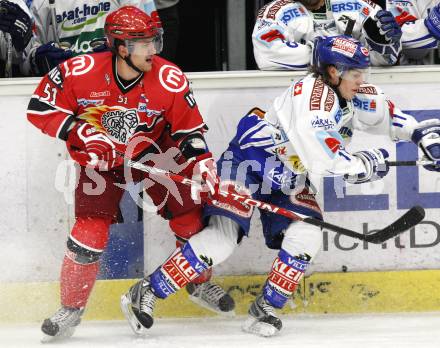 EBEL. Eishockey Bundesliga. EC Pasut VSV gegen HK Acroni Jesenice. Nico Toff (VSV), Mitja Robar (Jesenice). Villach, am 3.1.2010.
Foto: Kuess 


---
pressefotos, pressefotografie, kuess, qs, qspictures, sport, bild, bilder, bilddatenbank