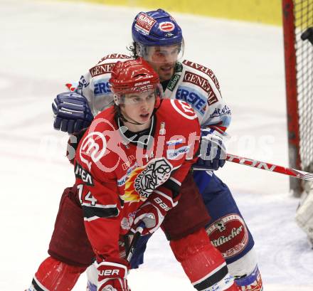 EBEL. Eishockey Bundesliga. EC Pasut VSV gegen HK Acroni Jesenice. Nikolas Petrik (VSV), Ziga Jeglic (Jesenice). Villach, am 3.1.2010.
Foto: Kuess 


---
pressefotos, pressefotografie, kuess, qs, qspictures, sport, bild, bilder, bilddatenbank