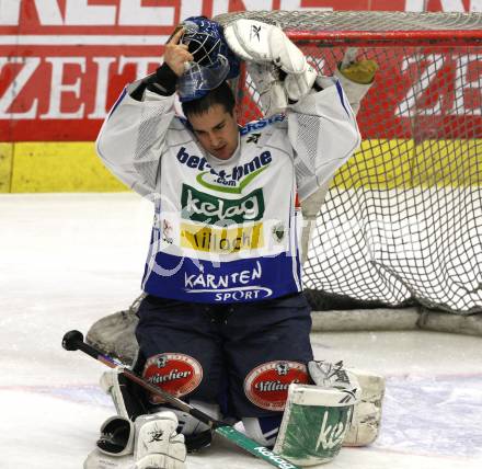 EBEL. Eishockey Bundesliga. EC Pasut VSV gegen HK Acroni Jesenice.  Bernhard Starkbaum (VSV). Villach, am 3.1.2010.
Foto: Kuess 


---
pressefotos, pressefotografie, kuess, qs, qspictures, sport, bild, bilder, bilddatenbank