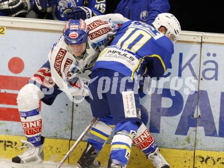 EBEL. Eishockey Bundesliga. EC Pasut VSV gegen KHL Medvescak Zagreb.  Guenther Lanzinger, (VSV), Thomas Guidarelli (Zagreb). Villach, am 5.1.2010.
Foto: Kuess 


---
pressefotos, pressefotografie, kuess, qs, qspictures, sport, bild, bilder, bilddatenbank