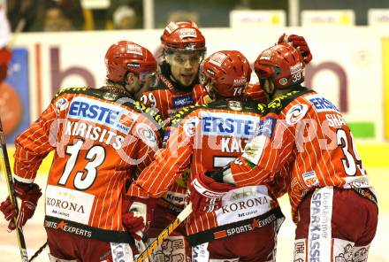 EBEL. Eishockey Bundesliga. KAC gegen  EC Red Bull Salzburg. Torjubel (KAC). Klagenfurt, am 5.1.2010.
Foto: Kuess 

---
pressefotos, pressefotografie, kuess, qs, qspictures, sport, bild, bilder, bilddatenbank