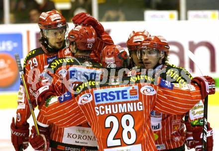 EBEL. Eishockey Bundesliga. KAC gegen  EC Red Bull Salzburg. Torjubel (KAC). Klagenfurt, am 5.1.2010.
Foto: Kuess 

---
pressefotos, pressefotografie, kuess, qs, qspictures, sport, bild, bilder, bilddatenbank