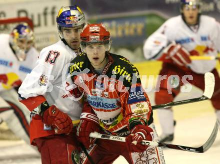 EBEL. Eishockey Bundesliga. KAC gegen  EC Red Bull Salzburg. PIRMANN Markus (KAC), SCHIECHL Michael (Salzburg). Klagenfurt, am 5.1.2010.
Foto: Kuess 

---
pressefotos, pressefotografie, kuess, qs, qspictures, sport, bild, bilder, bilddatenbank