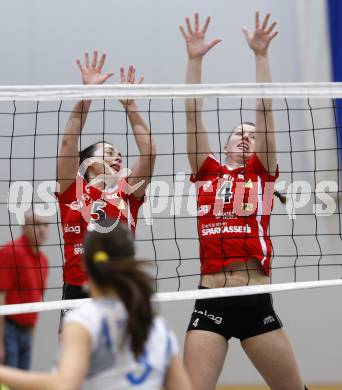 Volleyball CEV Cup. ATSC Wildcats gegen Dinamo Pancevo. Maja Praeprost, Samira Mauch. Klagenfurt, am 14.1.2010.
Foto: Kuess

---
pressefotos, pressefotografie, kuess, qs, qspictures, sport, bild, bilder, bilddatenbank