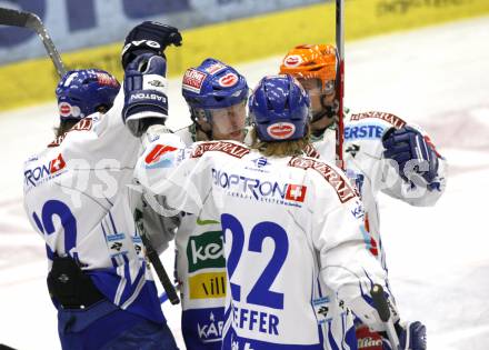 EBEL. Eishockey Bundesliga. EC Pasut VSV gegen Graz 99ers. Torjubel VSV. Villach, am 15.1.2010.
Foto: Kuess 


---
pressefotos, pressefotografie, kuess, qs, qspictures, sport, bild, bilder, bilddatenbank