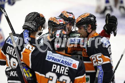 EBEL. Eishockey Bundesliga. EC Pasut VSV gegen Graz 99ers. Torjubel Graz. Villach, am 15.1.2010.
Foto: Kuess 


---
pressefotos, pressefotografie, kuess, qs, qspictures, sport, bild, bilder, bilddatenbank