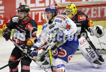 EBEL. Eishockey Bundesliga. EC Pasut VSV gegen EV Vienna Capitals.  Philipp Pinter, (VSV), Patrick Lebeau, Frederic Cassivi (Vienna). Villach, am 17.1.2010.
Foto: Kuess 


---
pressefotos, pressefotografie, kuess, qs, qspictures, sport, bild, bilder, bilddatenbank