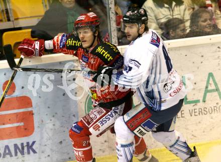EBEL. Eishockey Bundesliga. KAC gegen Alba Volan SAPA Fehervar. GEIER Manuel (KAC), JOBB David (Alba Volan). Klagenfurt, am 17.1.2010.
Foto: Kuess

---
pressefotos, pressefotografie, kuess, qs, qspictures, sport, bild, bilder, bilddatenbank