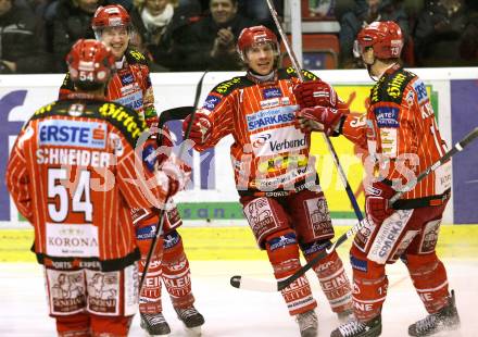 EBEL. Eishockey Bundesliga. KAC gegen Alba Volan SAPA Fehervar. Torjubel KAC. Klagenfurt, am 17.1.2010.
Foto: Kuess

---
pressefotos, pressefotografie, kuess, qs, qspictures, sport, bild, bilder, bilddatenbank