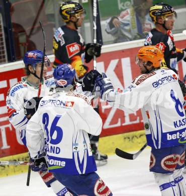 EBEL. Eishockey Bundesliga. EC Pasut VSV gegen EV Vienna Capitals.  Torjubel Michael Raffl (VSV). Villach, am 17.1.2010.
Foto: Kuess 


---
pressefotos, pressefotografie, kuess, qs, qspictures, sport, bild, bilder, bilddatenbank