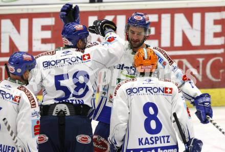 EBEL. Eishockey Bundesliga. EC Pasut VSV gegen EV Vienna Capitals.  Torjubel Kiel McLeod (VSV). Villach, am 17.1.2010.
Foto: Kuess 


---
pressefotos, pressefotografie, kuess, qs, qspictures, sport, bild, bilder, bilddatenbank