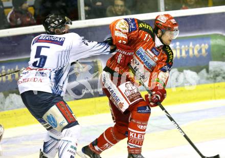 EBEL. Eishockey Bundesliga. KAC gegen Alba Volan SAPA Fehervar. HAGER Gregor (KAC), ACKESTROEM Oscar (Alba Volan). Klagenfurt, am 17.1.2010.
Foto: Kuess

---
pressefotos, pressefotografie, kuess, qs, qspictures, sport, bild, bilder, bilddatenbank