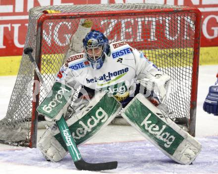 EBEL. Eishockey Bundesliga. EC Pasut VSV gegen EV Vienna Capitals. Bernhard Starkbaum (VSV). Villach, am 17.1.2010.
Foto: Kuess 


---
pressefotos, pressefotografie, kuess, qs, qspictures, sport, bild, bilder, bilddatenbank