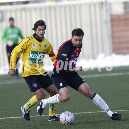 Fussball Bundesliga. Testspiel SK Austria Kaernten gegen SK St. Andrae/WAC. Jocelyn Blanchard (Austria Kaernten), Marko Reich (St. Andrae/WAC). Klagenfurt, am 19.1.2010.
Foto: Kuess
---
pressefotos, pressefotografie, kuess, qs, qspictures, sport, bild, bilder, bilddatenbank