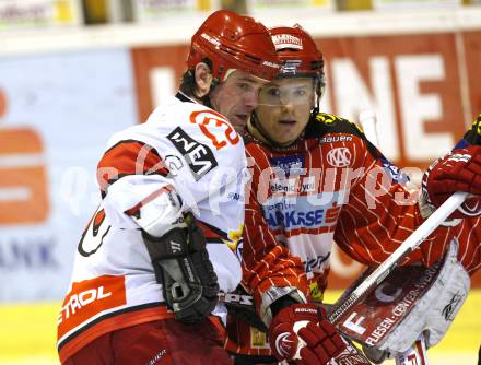 EBEL. Eishockey Bundesliga. KAC gegen HK Acroni Jesenice. Kirk Furey, (KAC), Todd Elik (Jesenice). Klagenfurt, am 22.1.2010.
Foto: Kuess

---
pressefotos, pressefotografie, kuess, qs, qspictures, sport, bild, bilder, bilddatenbank