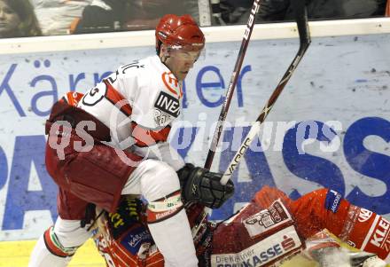 EBEL. Eishockey Bundesliga. KAC gegen HK Acroni Jesenice. Christoph Brandner, (KAC), Sabahudin Kovacevic (Jesenice). Klagenfurt, am 22.1.2010.
Foto: Kuess

---
pressefotos, pressefotografie, kuess, qs, qspictures, sport, bild, bilder, bilddatenbank