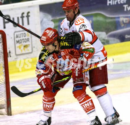 EBEL. Eishockey Bundesliga. KAC gegen HK Acroni Jesenice. Jeff Shantz, (KAC), Todd Elik (Jesenice). Klagenfurt, am 22.1.2010.
Foto: Kuess

---
pressefotos, pressefotografie, kuess, qs, qspictures, sport, bild, bilder, bilddatenbank