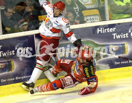 EBEL. Eishockey Bundesliga. KAC gegen HK Acroni Jesenice. David Schuller,  (KAC), Sabahudin Kovacevic (Jesenice). Klagenfurt, am 22.1.2010.
Foto: Kuess

---
pressefotos, pressefotografie, kuess, qs, qspictures, sport, bild, bilder, bilddatenbank