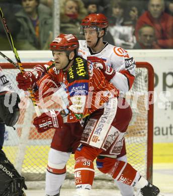 EBEL. Eishockey Bundesliga. KAC gegen HK Acroni Jesenice. Jeff Shantz,  (KAC), Robert Sabolic (Jesenice). Klagenfurt, am 22.1.2010.
Foto: Kuess

---
pressefotos, pressefotografie, kuess, qs, qspictures, sport, bild, bilder, bilddatenbank