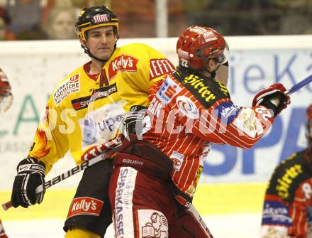 EBEL. Eishockey Bundesliga. KAC gegen EV Vienna Capitals. Jason Morgan (KAC), SARAULT Yves (Caps). Klagenfurt, am 24.1.2010.
Foto: Kuess

---
pressefotos, pressefotografie, kuess, qs, qspictures, sport, bild, bilder, bilddatenbank