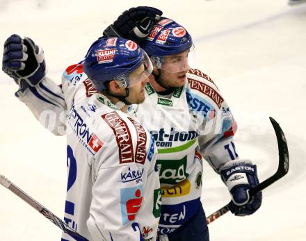 EBEL. Eishockey Bundesliga. EC Pasut VSV gegen Alba Volan SAPA Fehervar AV19. Torjubel  MARTIN Michael, DI CASMIRRO Nathan Robert (VSV). Villach, am 24.1.2010.
Foto: Kuess 


---
pressefotos, pressefotografie, kuess, qs, qspictures, sport, bild, bilder, bilddatenbank