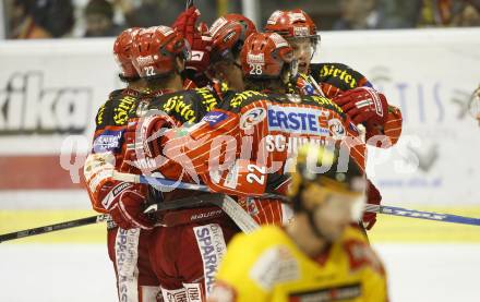 EBEL. Eishockey Bundesliga. KAC gegen EV Vienna Capitals. Torjubel Thomas Hundertpfund. Klagenfurt, am 24.1.2010.
Foto: Kuess

---
pressefotos, pressefotografie, kuess, qs, qspictures, sport, bild, bilder, bilddatenbank