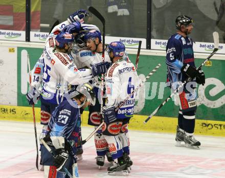 EBEL. Eishockey Bundesliga. EC Pasut VSV gegen Alba Volan SAPA Fehervar AV19.  Torjubel VSV. Villach, am 24.1.2010.
Foto: Kuess 


---
pressefotos, pressefotografie, kuess, qs, qspictures, sport, bild, bilder, bilddatenbank