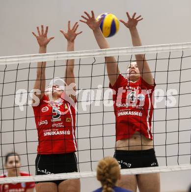 Volleyball OECup. ATSC Wildcats gegen SVS Post .  Maja Praeprost, Samira Mauch (Wildcats). Klagenfurt, 24.1.2010
Foto: Kuess

---
pressefotos, pressefotografie, kuess, qs, qspictures, sport, bild, bilder, bilddatenbank