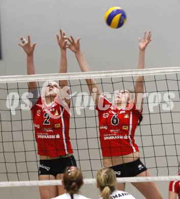 Volleyball OECup. ATSC Wildcats gegen SVS Post . Elisabeth Schilcher, Rosalinda Seidl (Wildcats). Klagenfurt, 24.1.2010
Foto: Kuess

---
pressefotos, pressefotografie, kuess, qs, qspictures, sport, bild, bilder, bilddatenbank