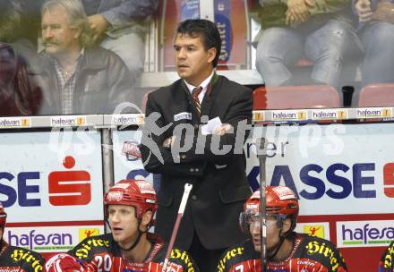 EBEL. Eishockey Bundesliga. KAC gegen HK Acroni Jesenice. Trainer Many Viveiros (KAC). Klagenfurt, am 13.10.2009.
Foto: Kuess 

---
pressefotos, pressefotografie, kuess, qs, qspictures, sport, bild, bilder, bilddatenbank