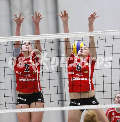 Volleyball OECup. ATSC Wildcats gegen SVS Post . Elisabeth Schilcher, Rosalinda Seidl (Wildcats). Klagenfurt, 24.1.2010
Foto: Kuess

---
pressefotos, pressefotografie, kuess, qs, qspictures, sport, bild, bilder, bilddatenbank