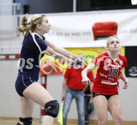 Volleyball OECup. ATSC Wildcats gegen SVS Post . Kristina Thurner, Katharina Scheibert (Wildcats). Klagenfurt, 24.1.2010
Foto: Kuess

---
pressefotos, pressefotografie, kuess, qs, qspictures, sport, bild, bilder, bilddatenbank